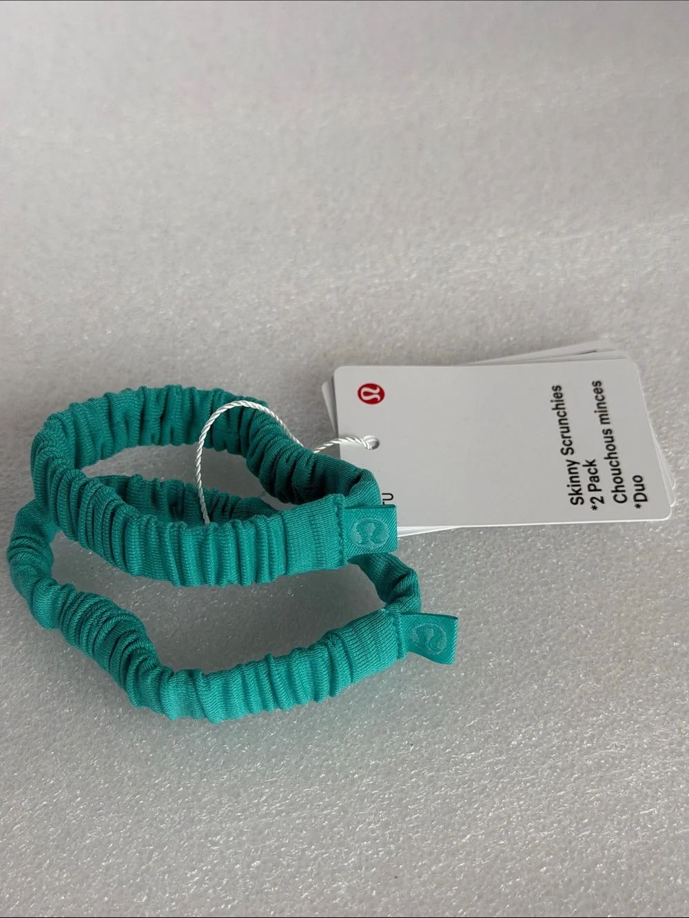 🆕 LULULEMON Skinny Scrunchies 2 Pack BTPC Teal / Turquoise Blue NWT